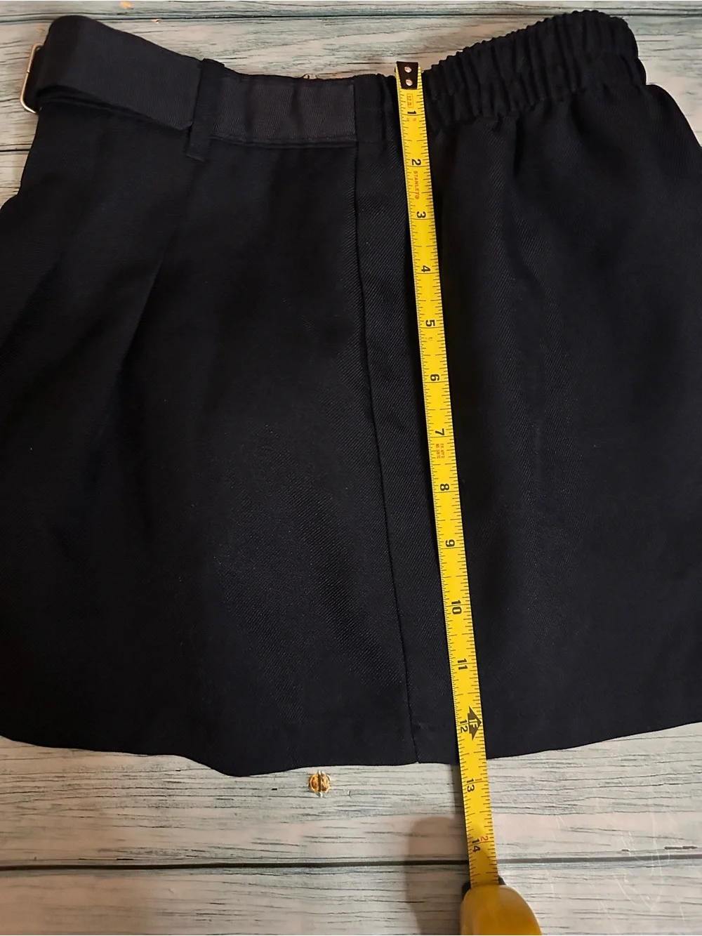 Two Pleated Mini Skirt Skorts School Uniform Navy & Green Plaid Wrap Skirt